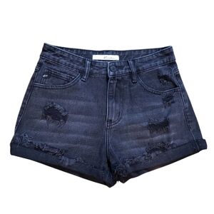 Kancan Black Distressed Denim Jean Shorts 24